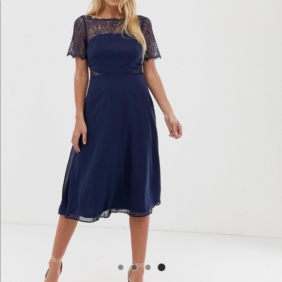 ASOS | Dresses | Asos Navy Blue Lace Detail Dress | Poshmark
